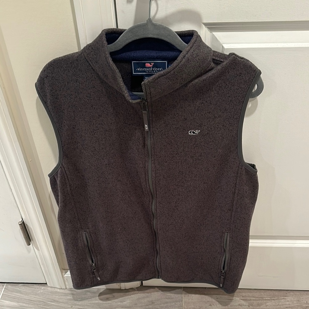Vineyard Vines Charcoal Collared Zip-Up Vest Size L